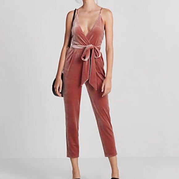 Express Pants - Express R29 Pick Tie Front Velvet Jumpsuit